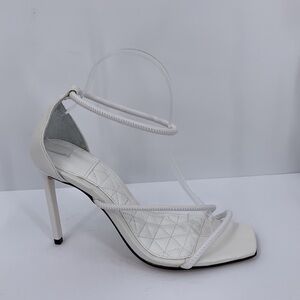 Schutz Gaiah ankle strappy sandal shoe stiletto heel white leather new 8.5